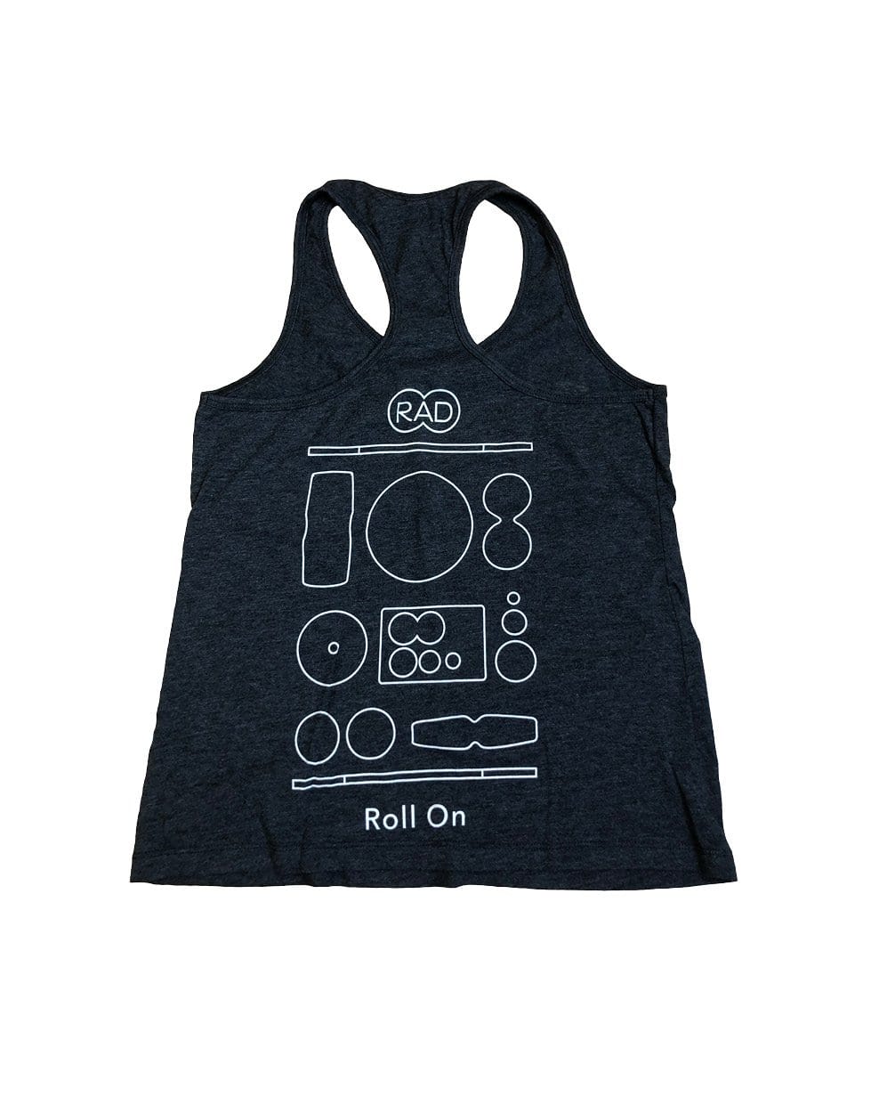 dark grey tank top " unleashing human movement" by RAD Rollers