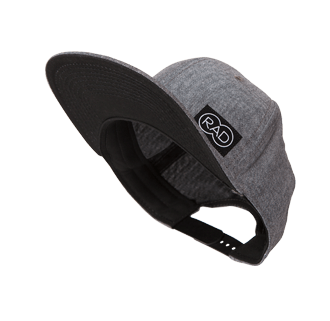 Oxford Chambray with black cotton twill with RAD logo, claps cap