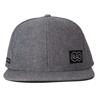 Oxford Chambray with black cotton twill with RAD logo, claps capOxford Chambray with black cotton twill with RAD logo, claps cap