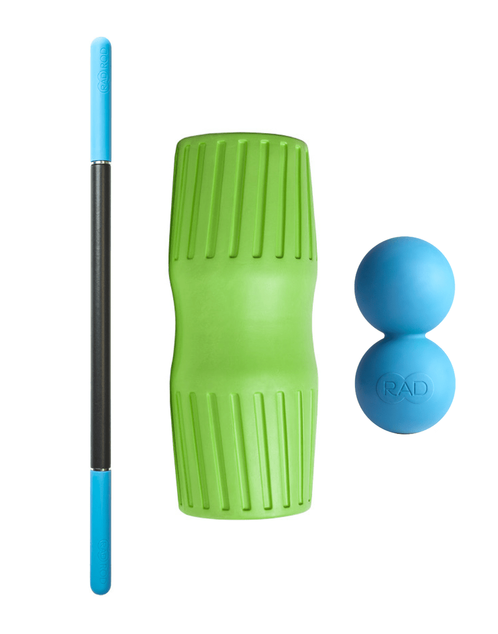mobility starter pack, massage stick, foam roller and double massage ball