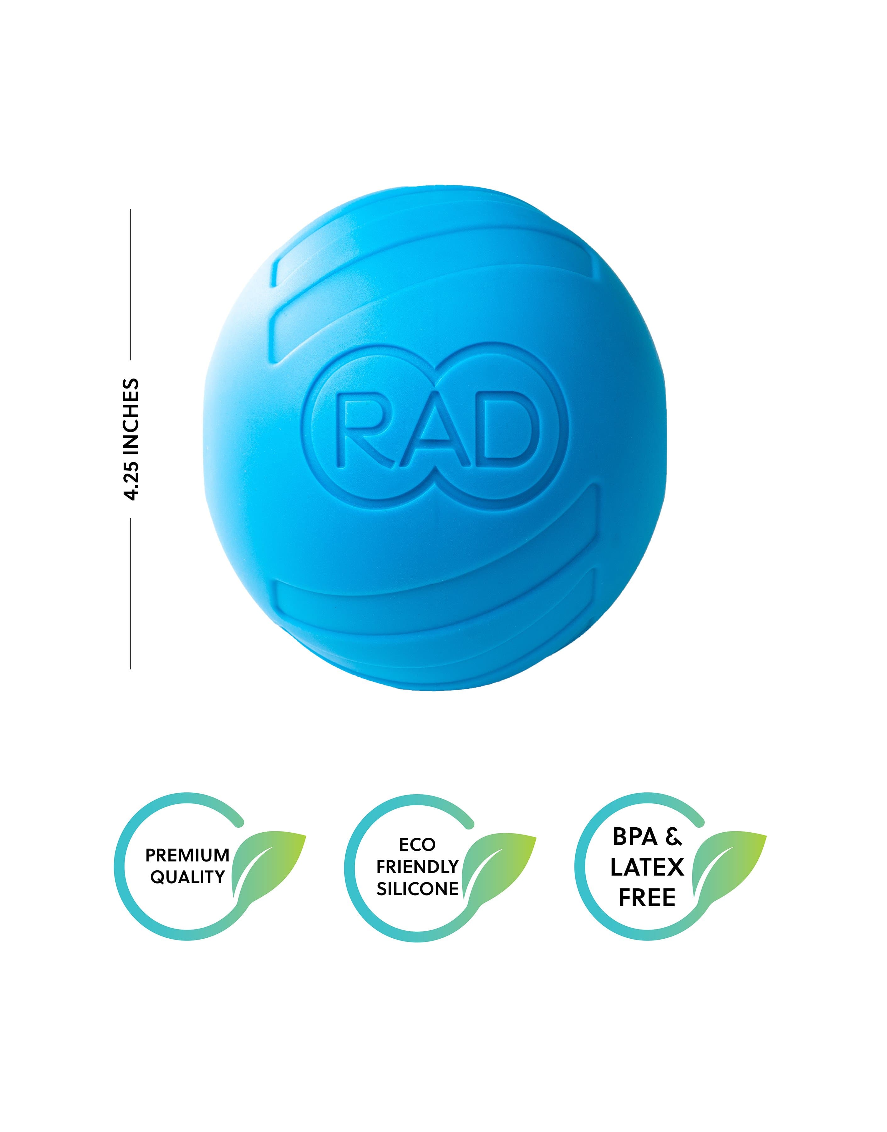 atom massage ball by rad roller from eco friendly silicone, BPA and latex free