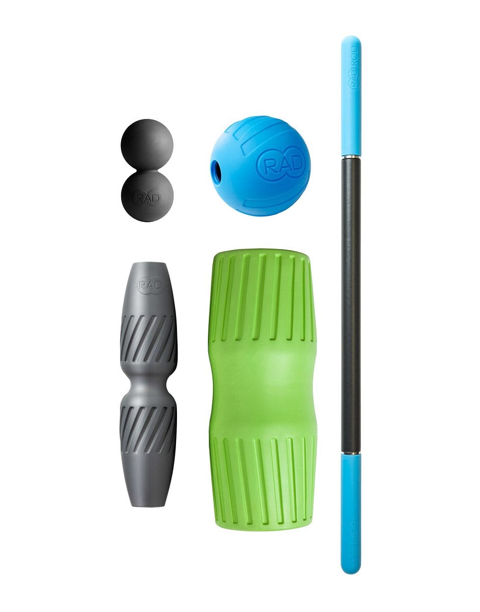 Strength and Performance Bundle of massage tools, foam roller, massage balls and massage stick