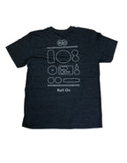 dark grey unisex t-shirt by RAD with moto "unleashing human movement" back view